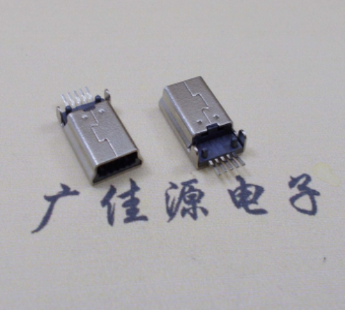 东升镇MINI USB公头 5pin端子贴板带柱 10.7mm体长