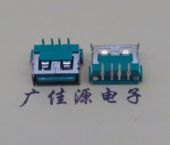 东升镇USB2.0接口|AF90度母座|卧插直口|绿色胶芯