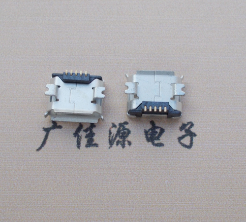 东升镇Micro USB 5PIN接口,B型垫高0.9mm鱼叉脚贴片雾锡卷边