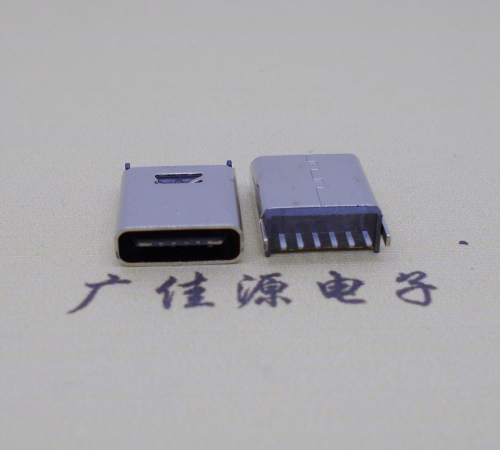 东升镇直立式插板Type-C6p母座连接器高H=10.0mm